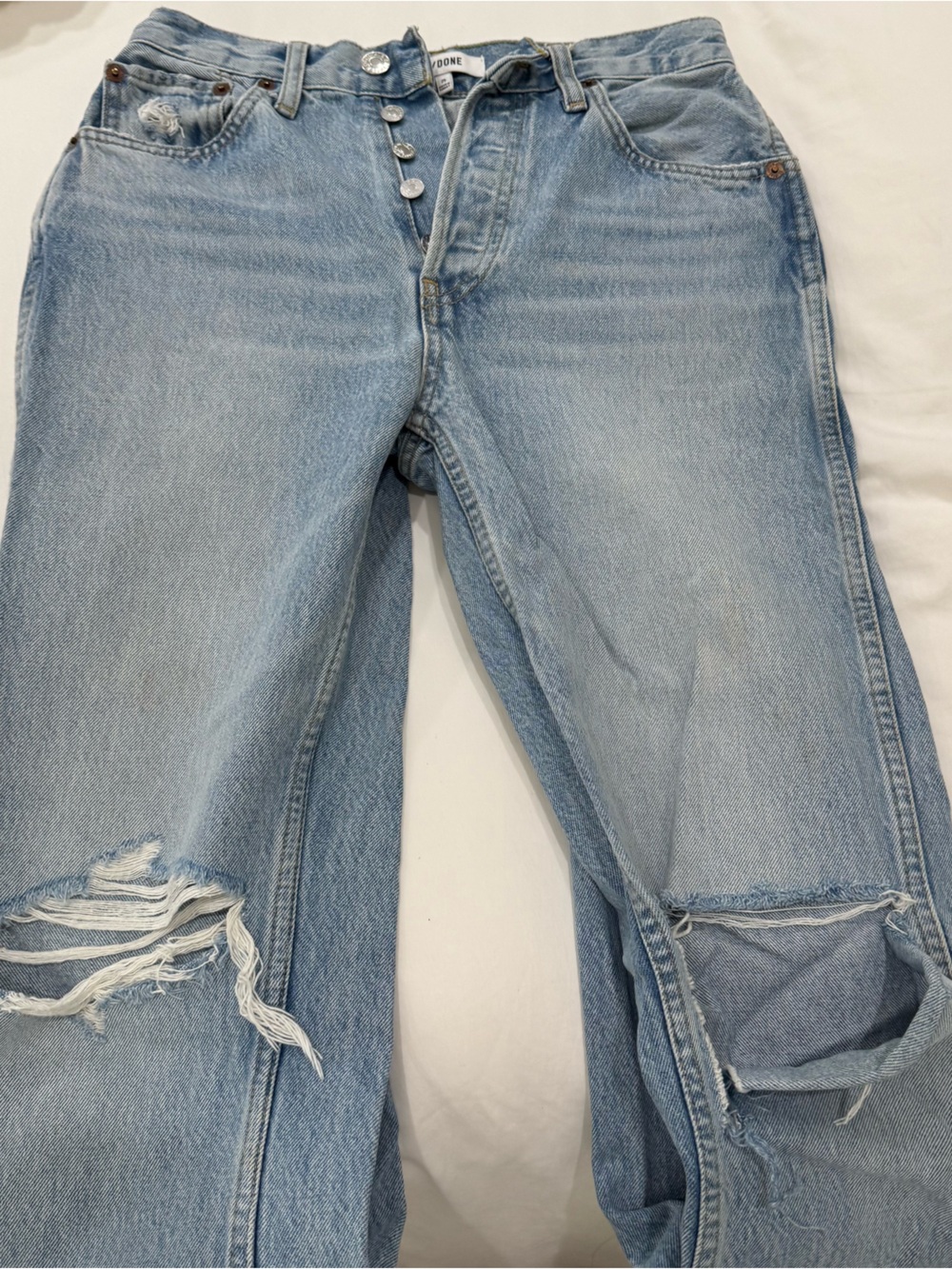 REDONE 90s Light Blue Distressed Women's Jeans
